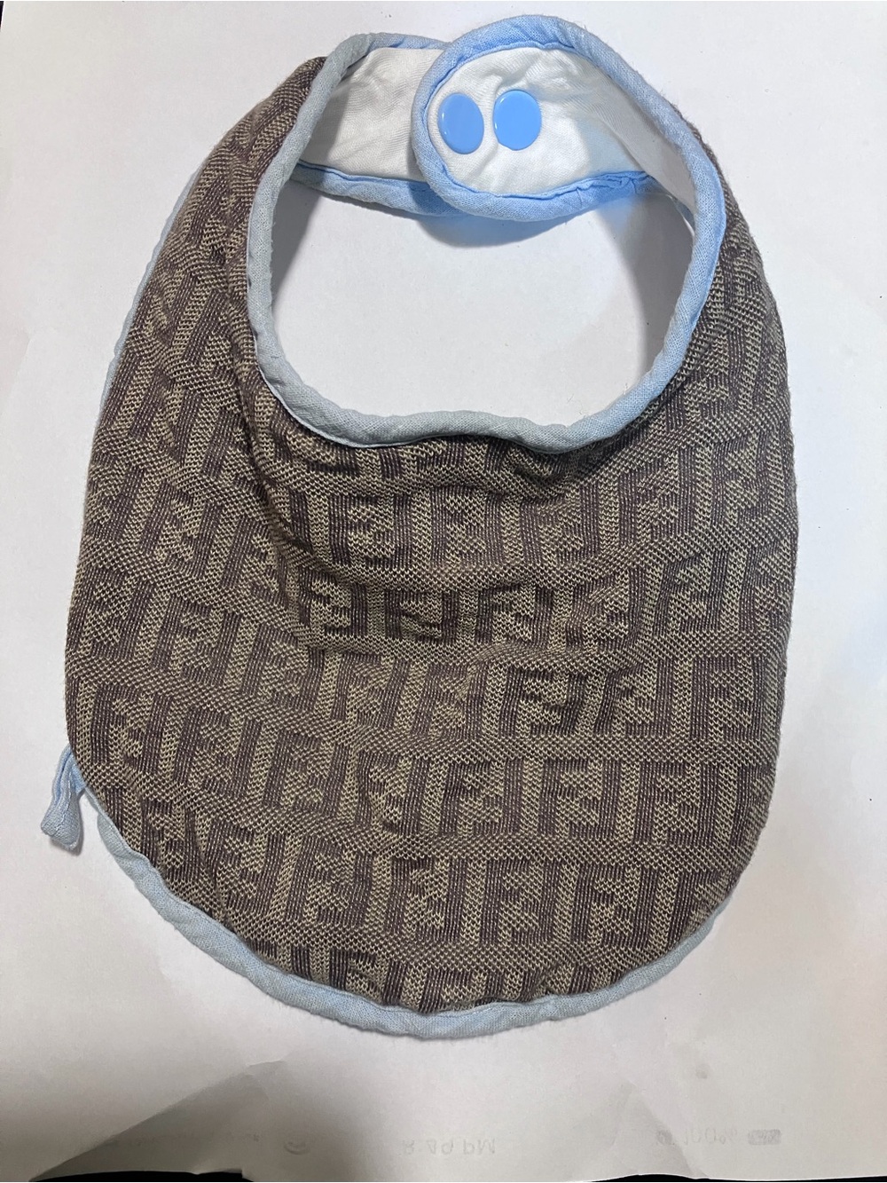 Authentic Fendi Kids Brown Patterned Bib